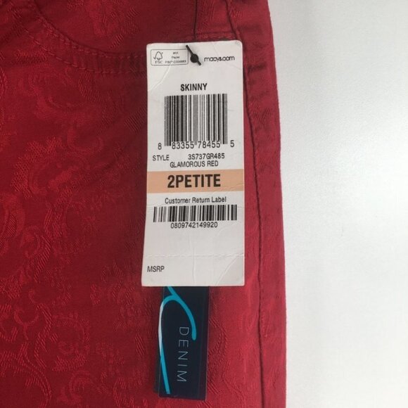 Inc Denim Petite Glamorous Red Skinny Leg Regular Fit Jeans Size 2P. NWT - Picture 2 of 13